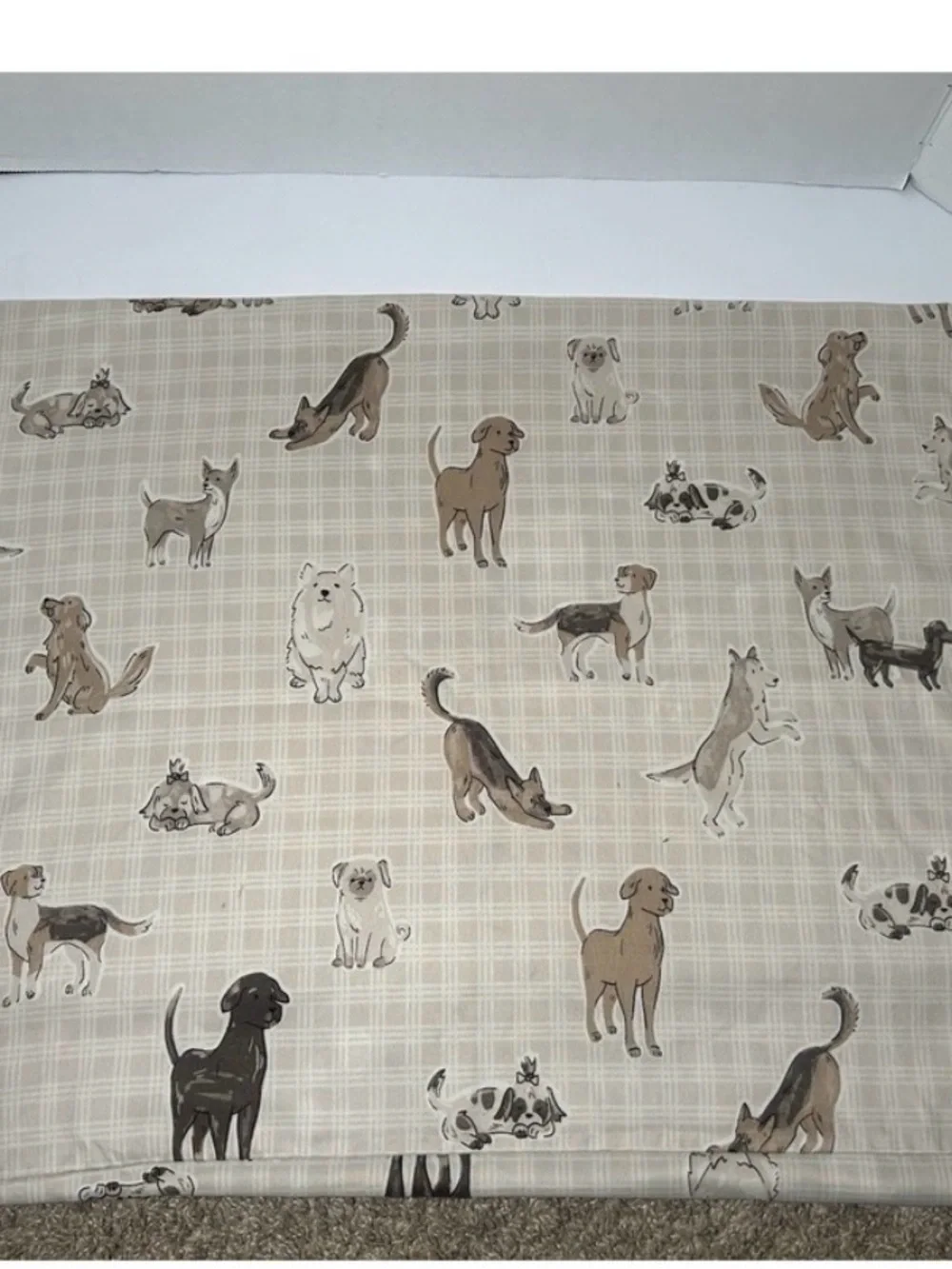 Dog‎ Print Neutral Plaid Pillowcase Cover Dog Lover Woof Dogmom Pups One Case